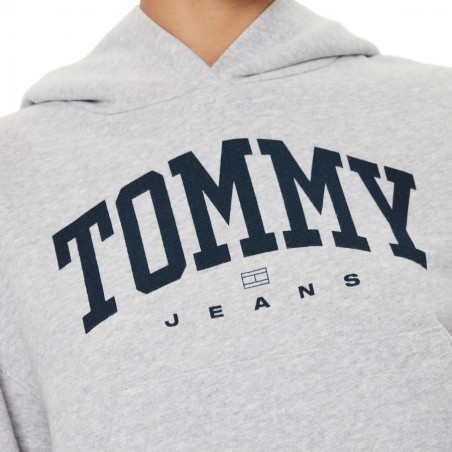 Sweat femme capuche TOMMY JEANS Varsity gris - Matière noble