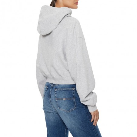 Sweat femme capuche TOMMY JEANS Varsity gris - Matière noble