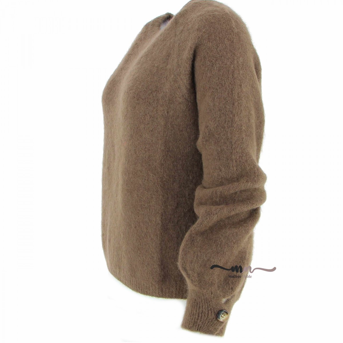 Pull femme 30% Alpaga et laine marron - Matière noble