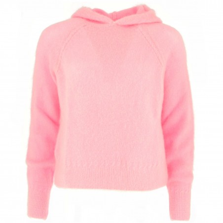 Pull à capuche femme 52% Mohair et laine, divers coloris - Matière noble