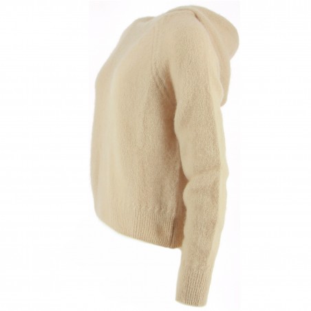 Pull à capuche femme 52% Mohair et laine, divers coloris - Matière noble