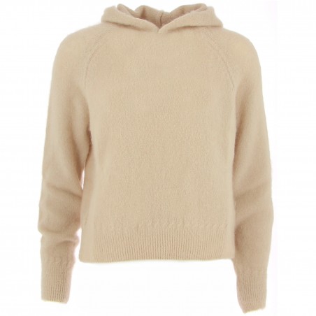 Pull à capuche femme 52% Mohair et laine, divers coloris - Matière noble