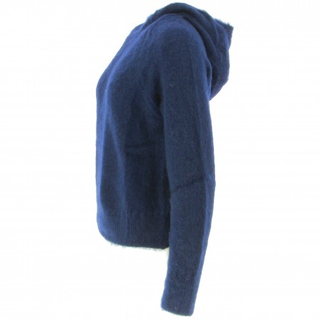 Pull à capuche femme 52% Mohair et laine, divers coloris - Matière noble