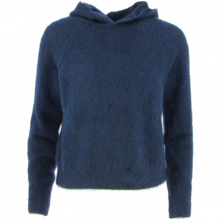 Pull à capuche femme 52% Mohair et laine, divers coloris - Matière noble