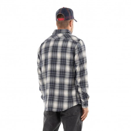 CHEMISE VON DUTCH flanelle gris/bleu - Matière noble