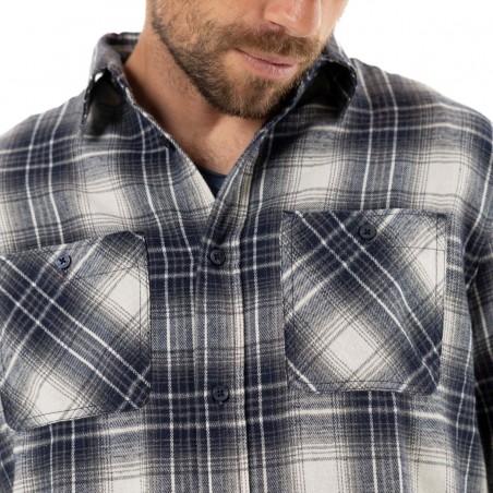 CHEMISE VON DUTCH flanelle gris/bleu - Matière noble