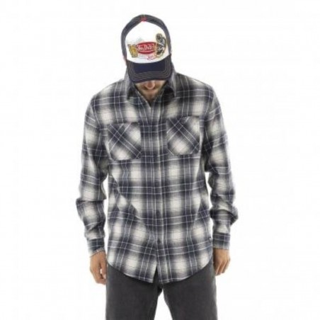 CHEMISE VON DUTCH flanelle gris/bleu - Matière noble