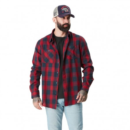 CHEMISE VON DUTCH flanelle rouge/marine - Matière noble