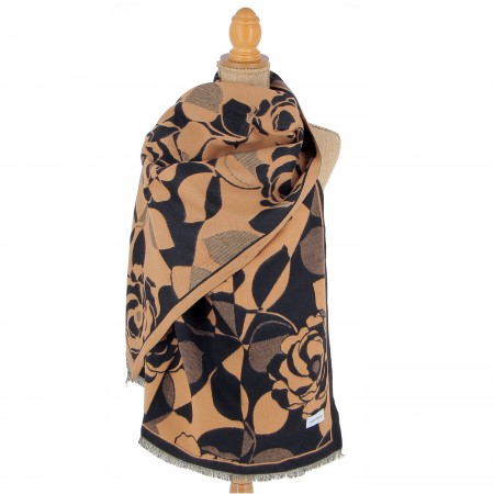 ECHARPE MANOUKIAN NOIR/CAMEL