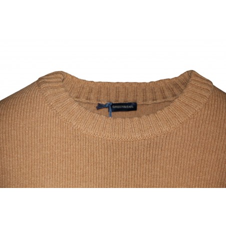 Pull homme GREEN & SAIL Camel 80% laine - Matière noble