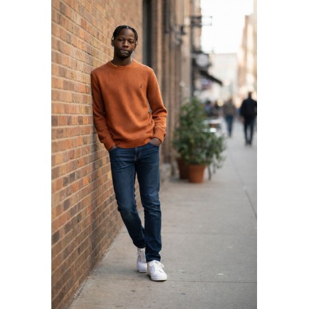 Pull homme GREEN & SAIL Terracotta 80% laine - Matière noble