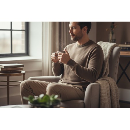 Pull homme GREEN & SAIL marron 80% laine - Matière noble