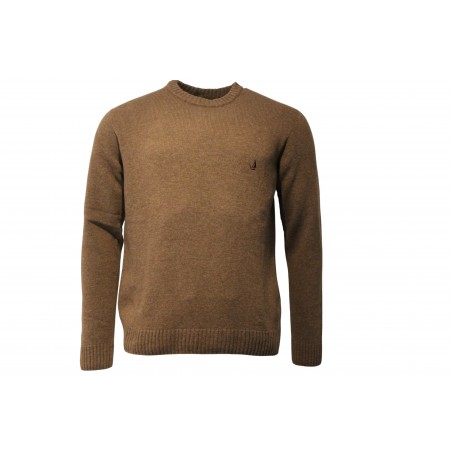 Pull homme GREEN & SAIL marron 80% laine - Matière noble