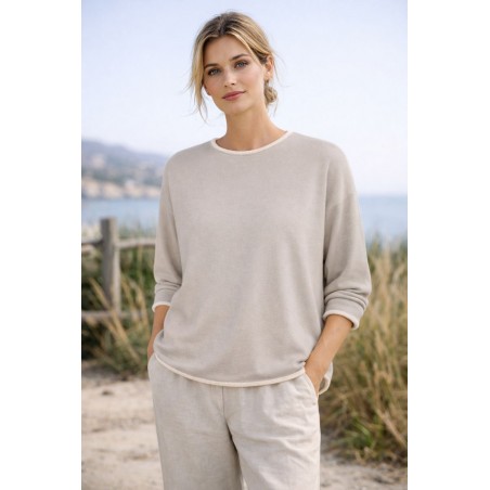 Pull ample femme 50% coton, divers coloris - Matière noble