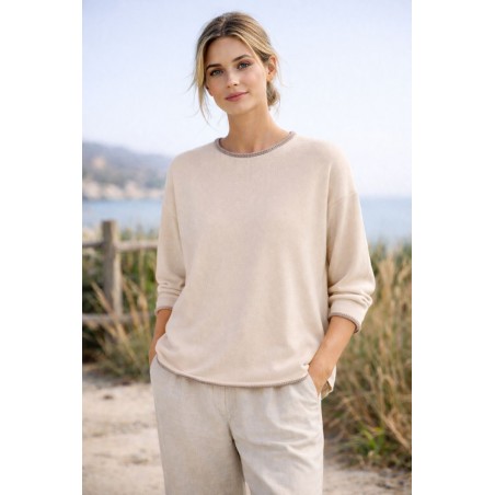 Pull ample femme 50% coton, divers coloris - Matière noble