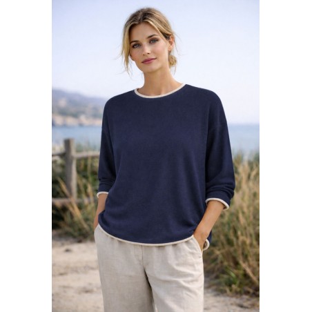 Pull ample femme 50% coton, divers coloris - Matière noble