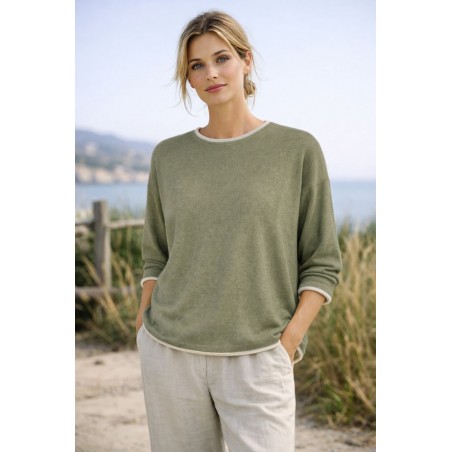 Pull ample femme 50% coton, divers coloris - Matière noble