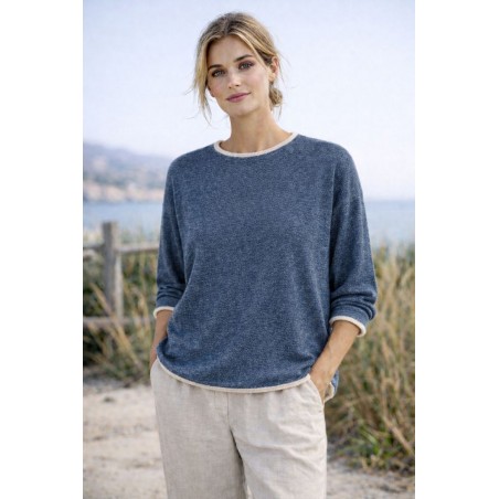 Pull ample femme 50% coton, divers coloris - Matière noble