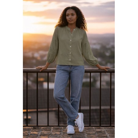 Blouse bohème brodée, divers coloris - Matière noble