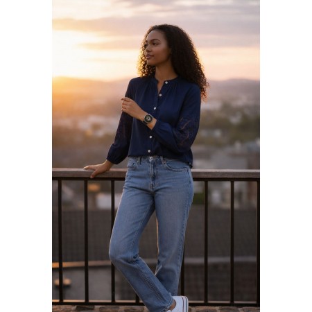 BLOUSE FEMME BRODEE MARINE