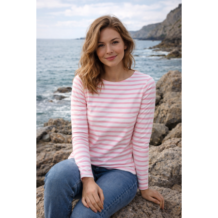 MARINIERE FEMME ECRU/ROSE