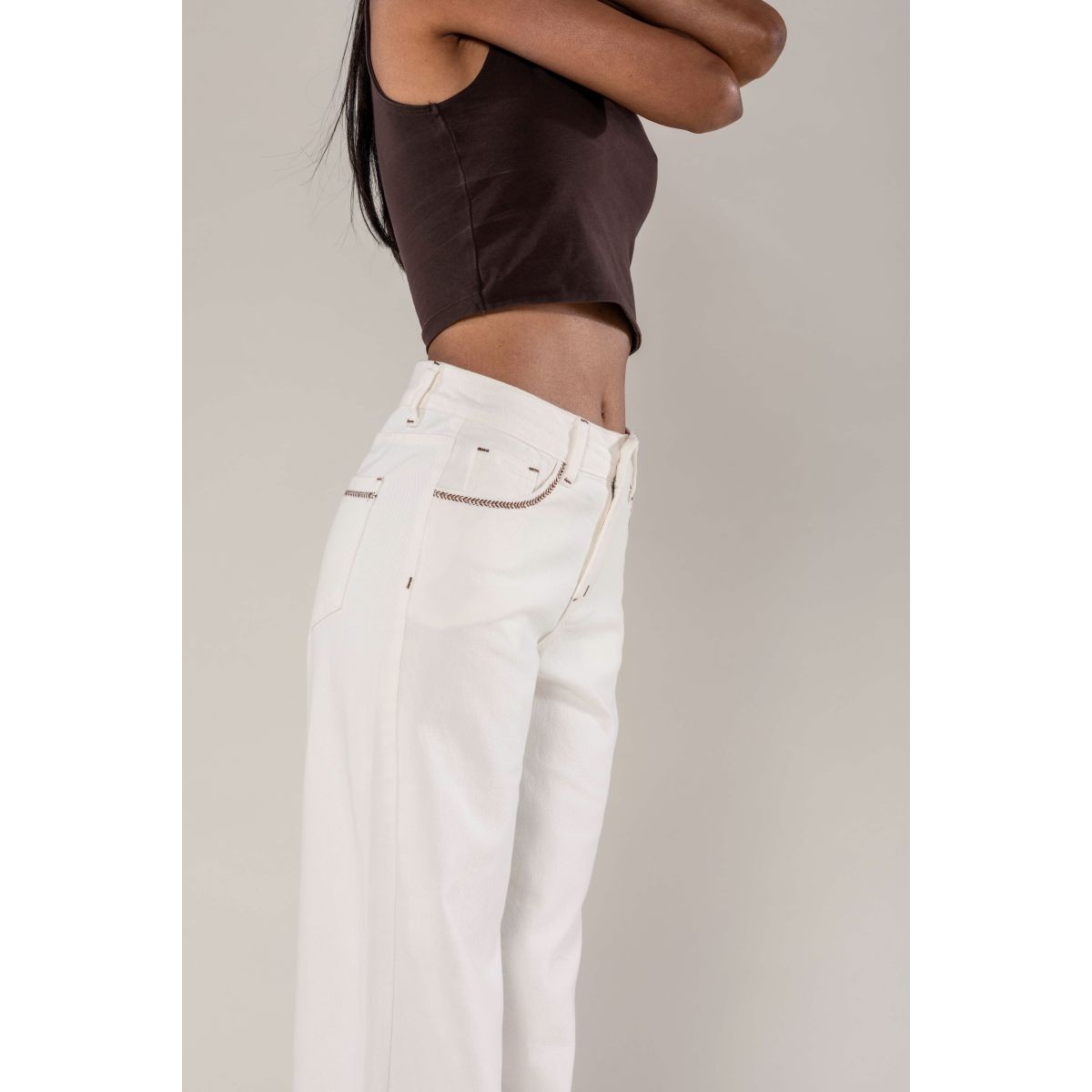 Pantalon Flare Nina Carter ivoire - Matière noble