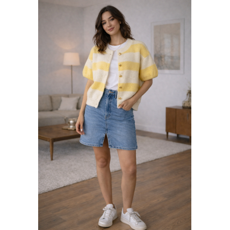 Gilet femme  Mimosa, manches courtes - Matière noble