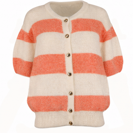 Gilet femme, 10% laine, manches courtes - Matière noble