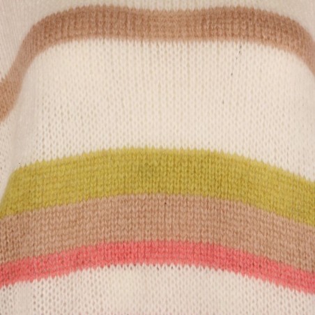 Pull sans manches mohair rayures pastel - Matière noble