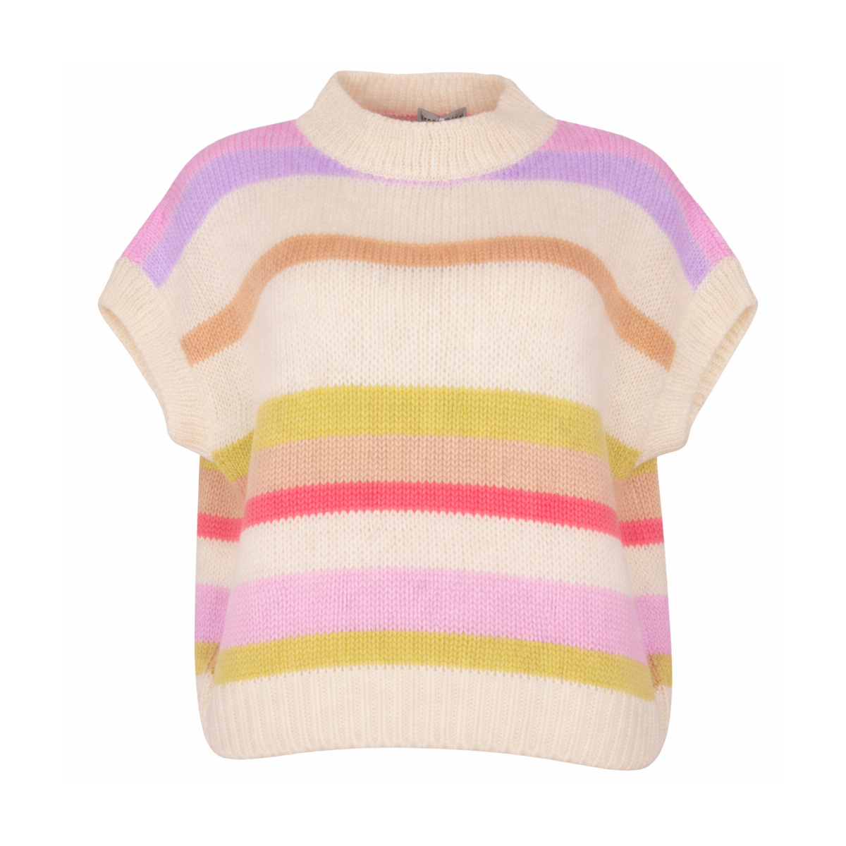 Pull sans manches mohair rayures pastel - Matière noble