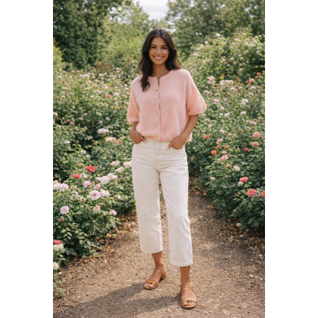 GILET MANCHES COURTES ROSE