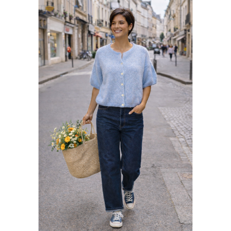 GILET MANCHES COURTES BLEU...