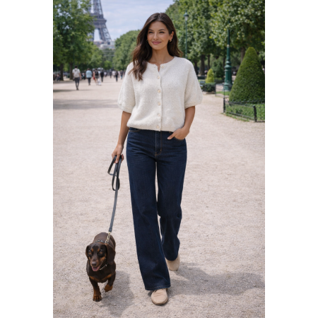 GILET MANCHES COURTES ECRU