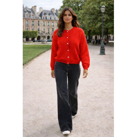 Gilet manches longues kid mohair - Matière noble