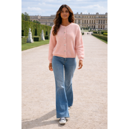 GILET MANCHES LONGUES ROSE