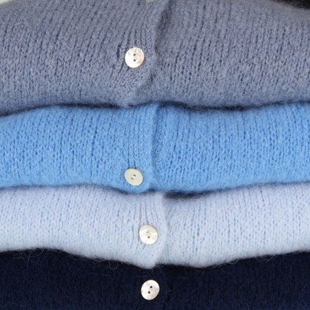 Gilet manches longues kid mohair, divers coloris - Matière noble
