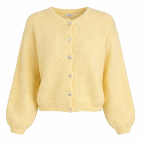 Gilet manches longues kid mohair jaune - Matière noble