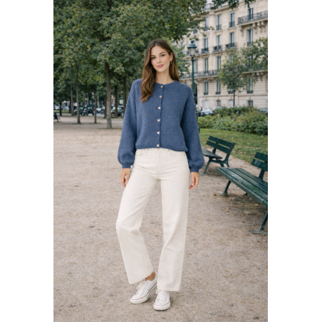 Gilet manches longues kid mohair, divers coloris - Matière noble