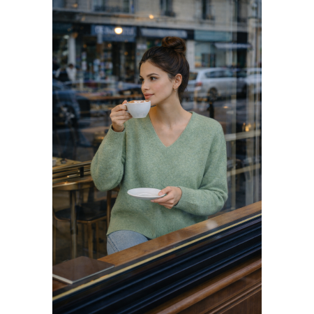 PULL 30% ALPAGA COL V SAUGE