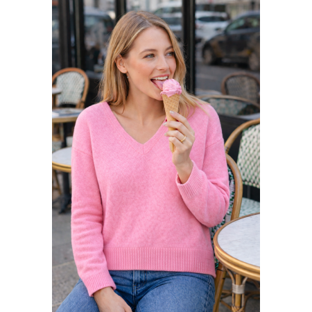 PULL 30% ALPAGA COL V ROSE