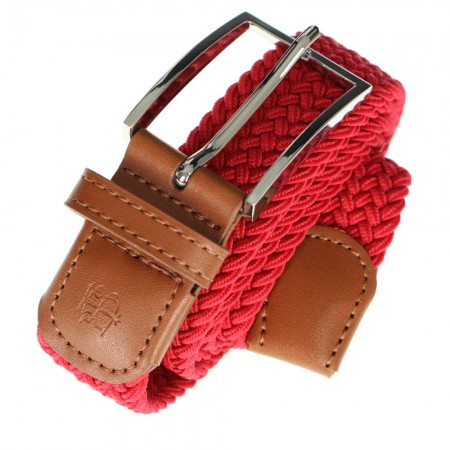 CEINTURE TRESSEE ROUGE / CUIR