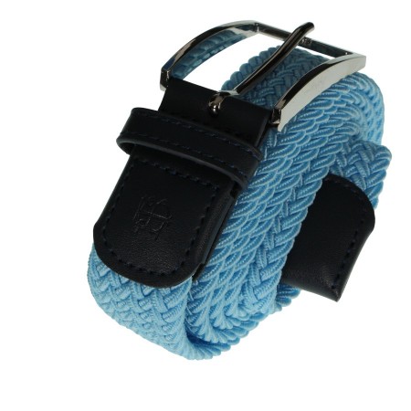 CEINTURE TRESSEE BLEUE / CUIR