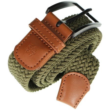CEINTURE TRESSEE KAKI / CUIR