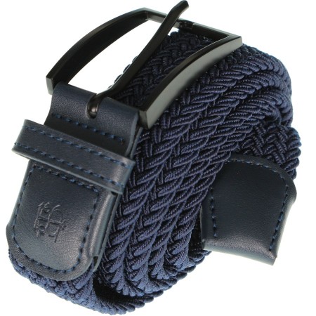 CEINTURE TRESSEE MARINE / CUIR