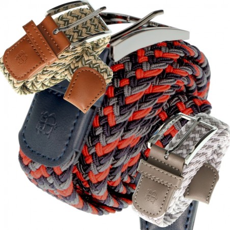 ceinture tressée empiècement cuir Bill Tornade, divers coloris - Matière noble