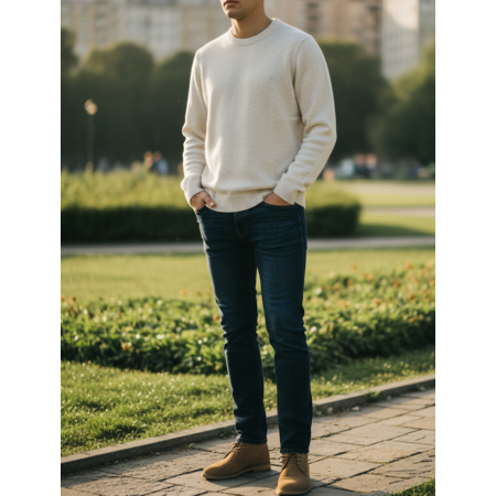 PULL HOMME 80% LAINE ECRU