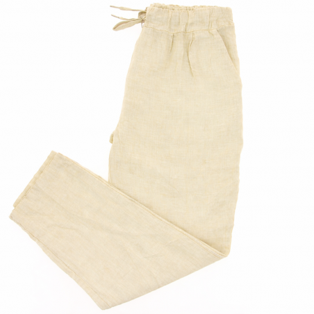 Pantalon 100% lin Végan femme écru  - Matière noble
