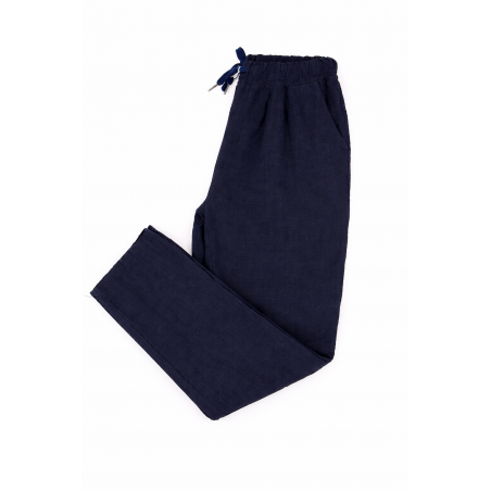 Pantalon 100% lin Végan femme bleu nuit - Matière noble