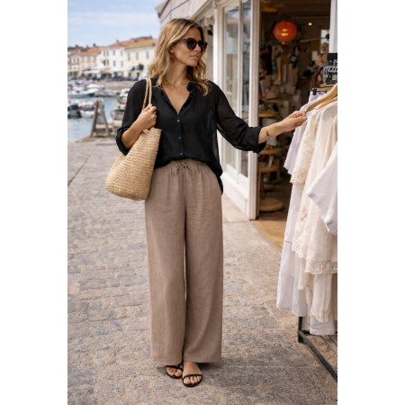 PANTALON LARGE 100% LIN...