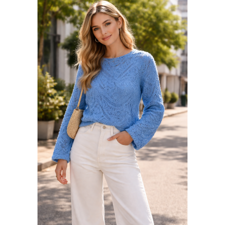 PULL COURT CROCHET BLEU